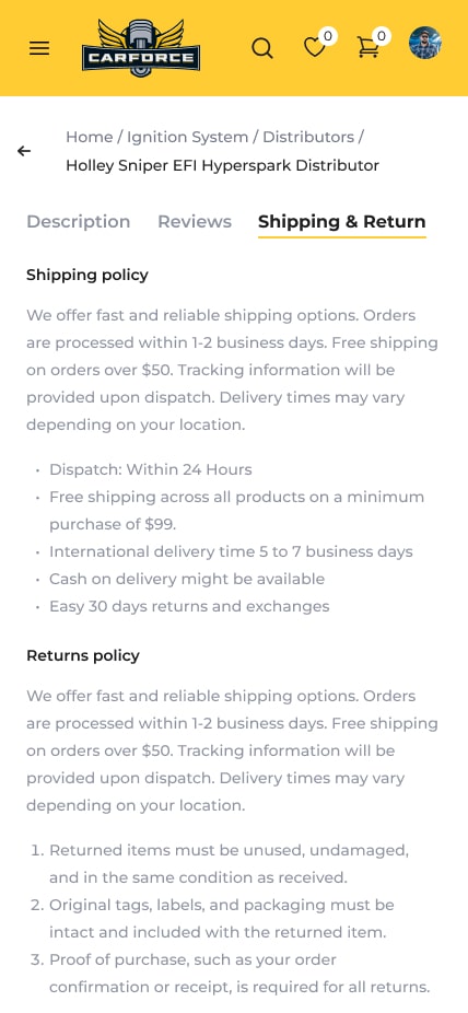 Shipping and Return