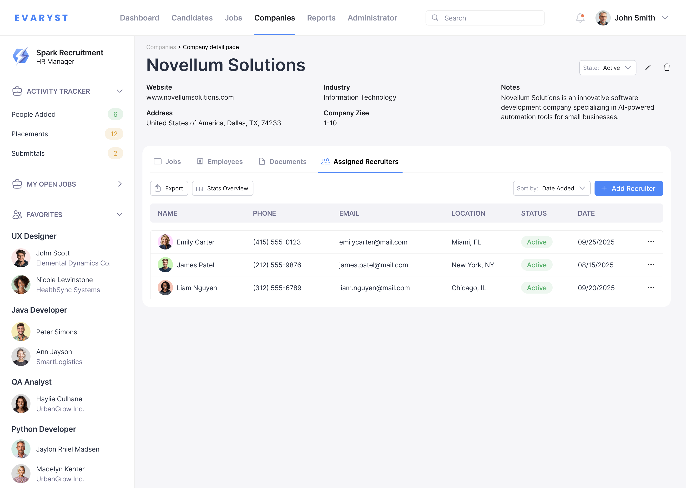 Company Details Page
