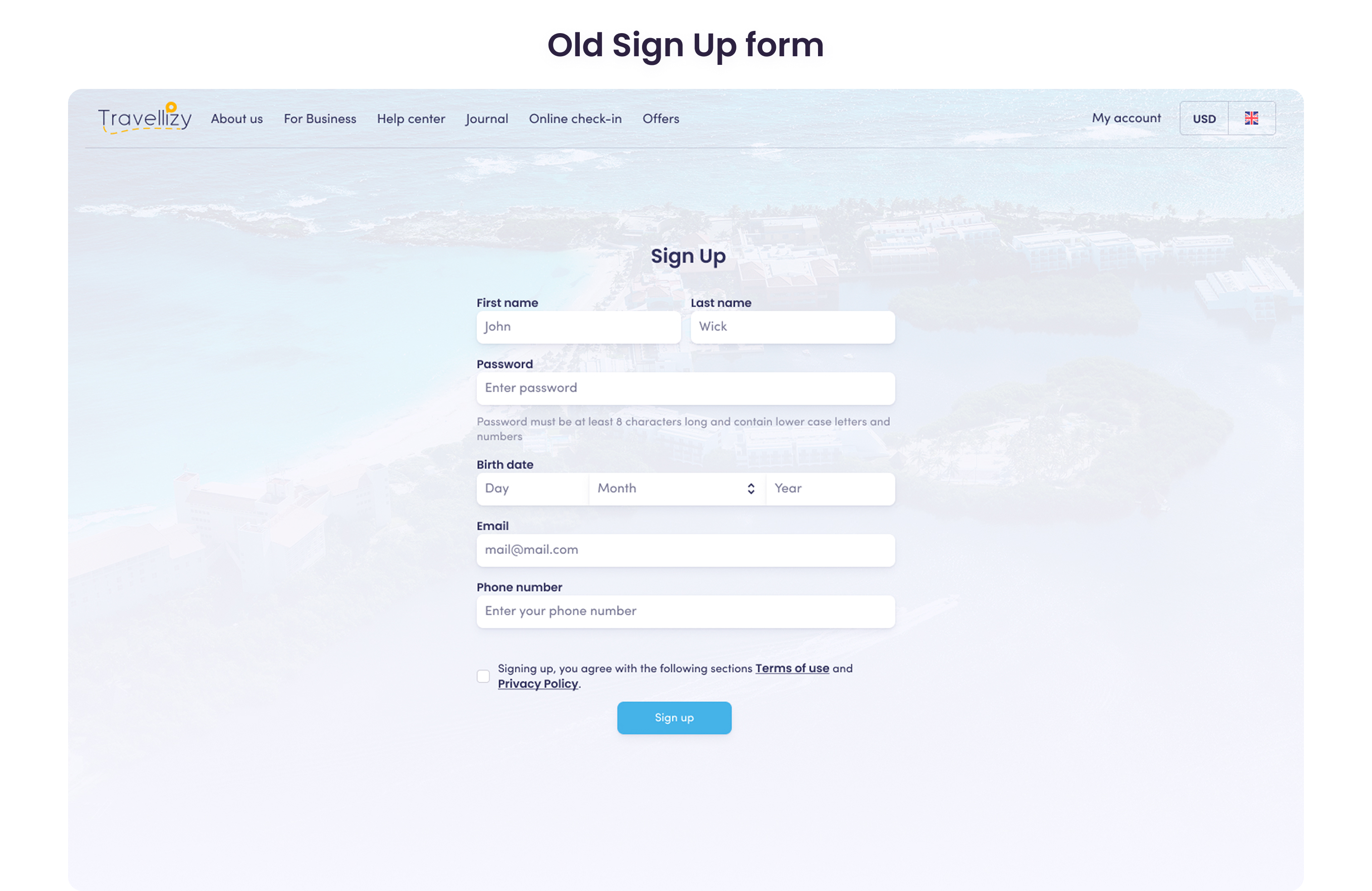 Old Signup Form